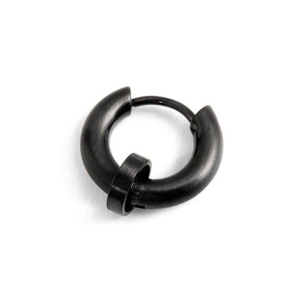Steel single earring with 14 mm circle Black Marlù Gioielli