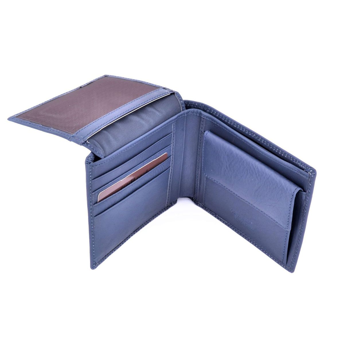 2. Portafogli doppia cucitura Blu BRASS Workshop op-5021