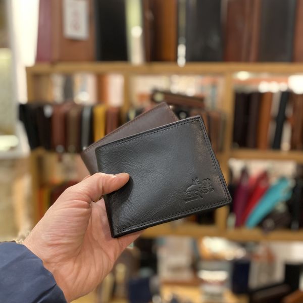 3. Double stitched leather wallet black BRASS Workshop op-5021