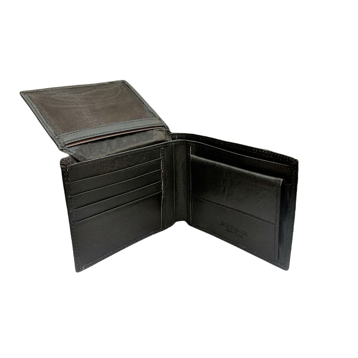 2. Double stitched leather wallet black BRASS Workshop op-5021