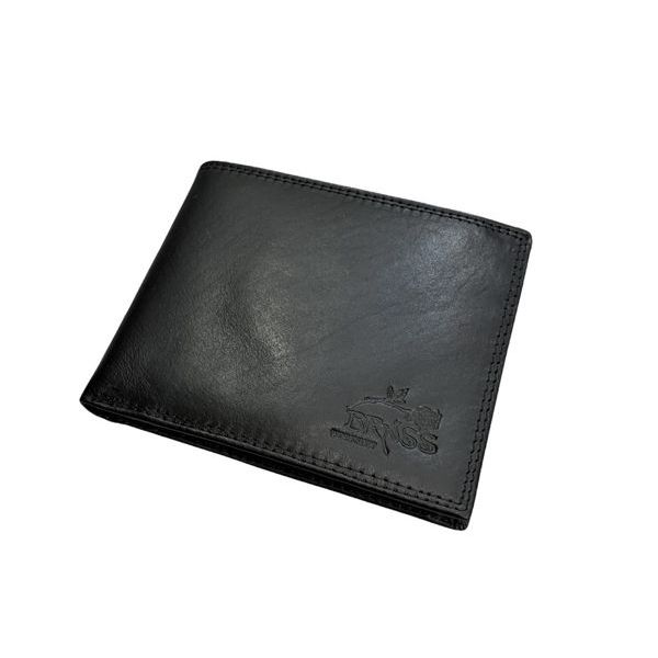 Double stitched leather wallet black BRASS Workshop