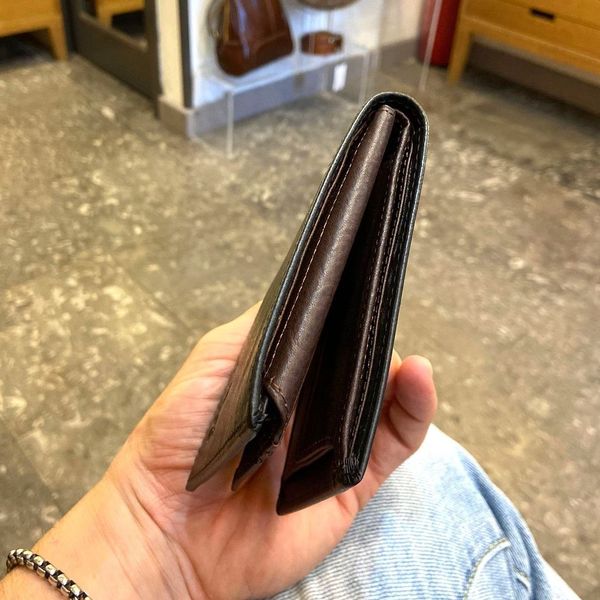 2. Double color leather wallet black/darkbrown BRASS Workshop ob-4451