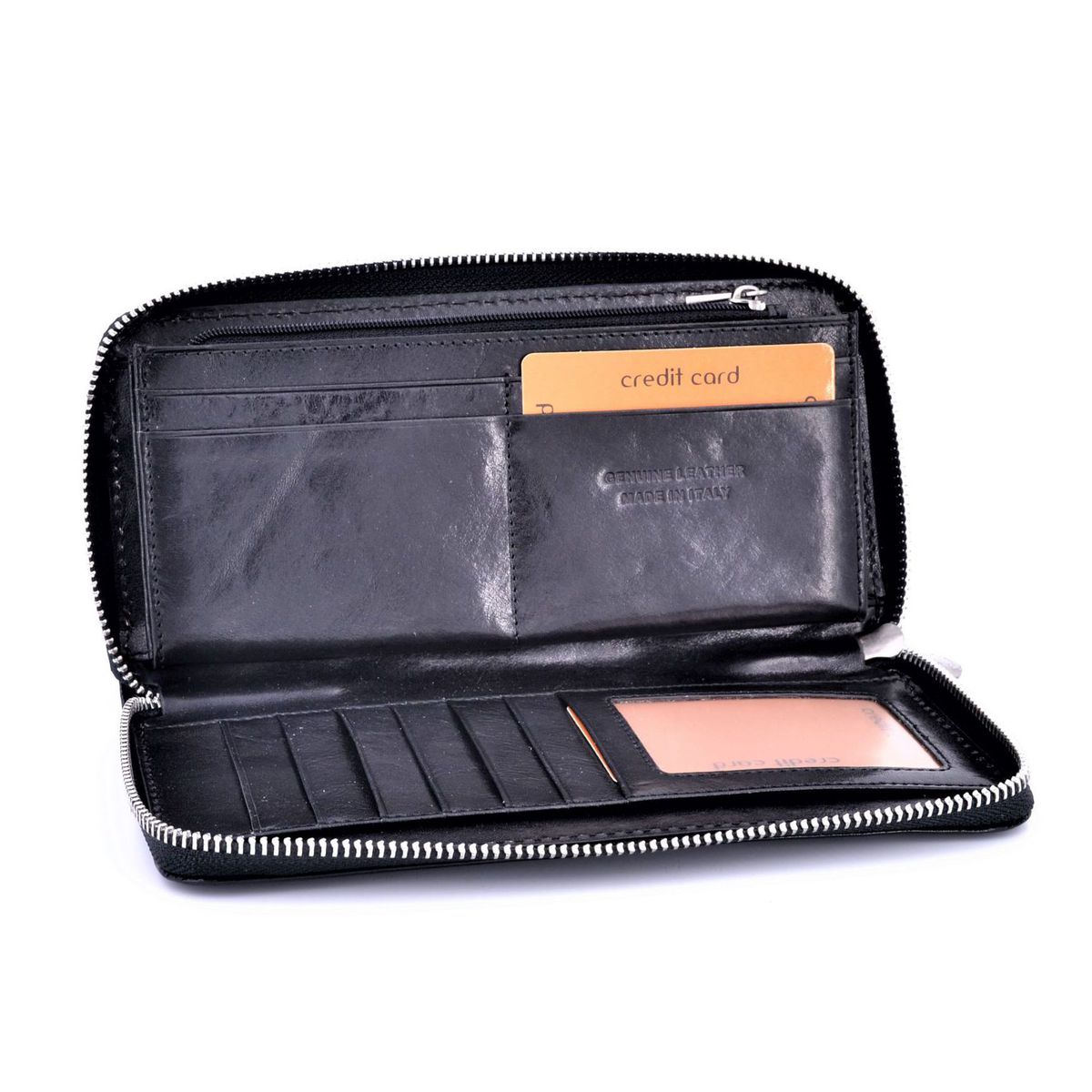 2. Single zip wallet Black BRASS Workshop it-004