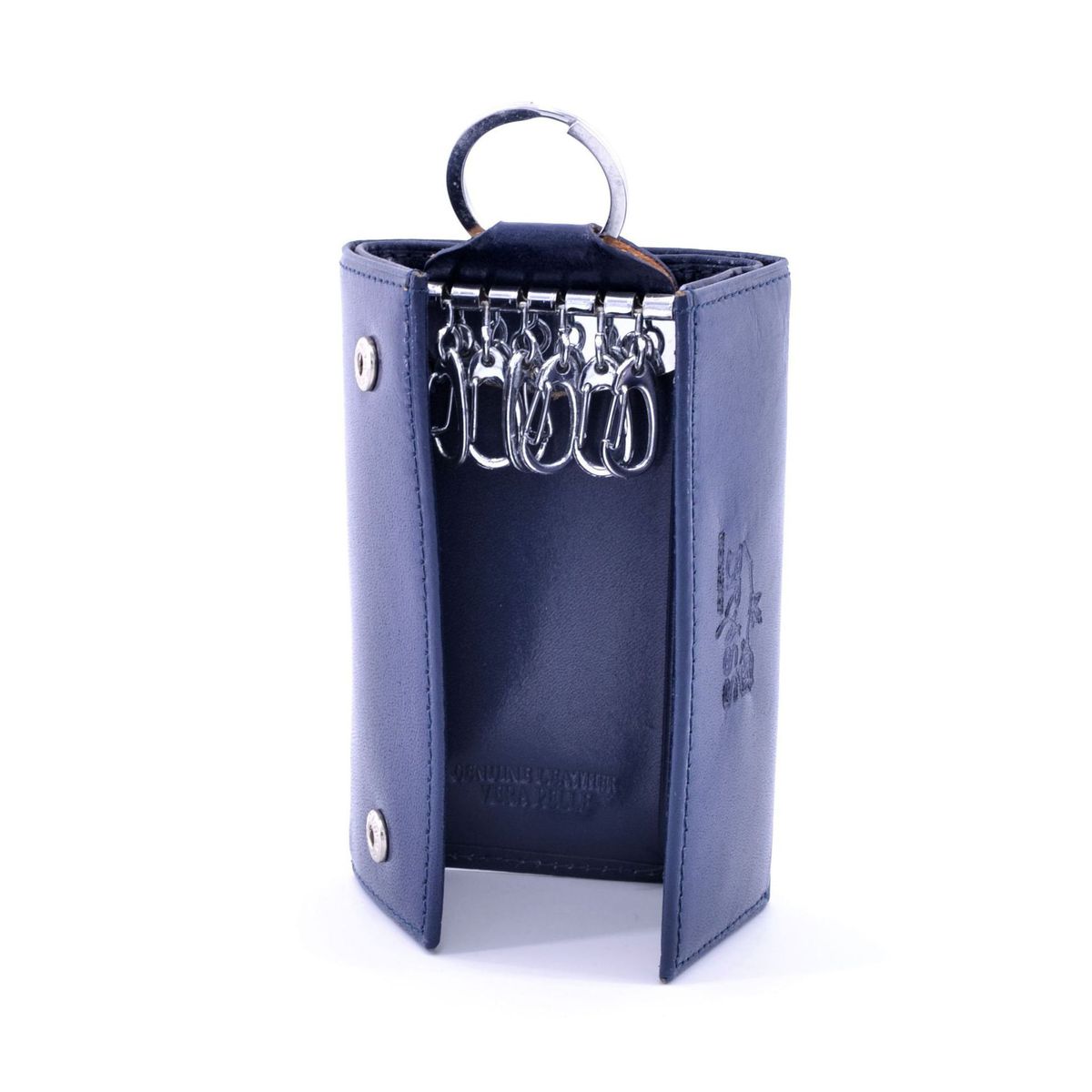 2. Portachiavi bottone con tasca Blu BRASS Workshop 7023p