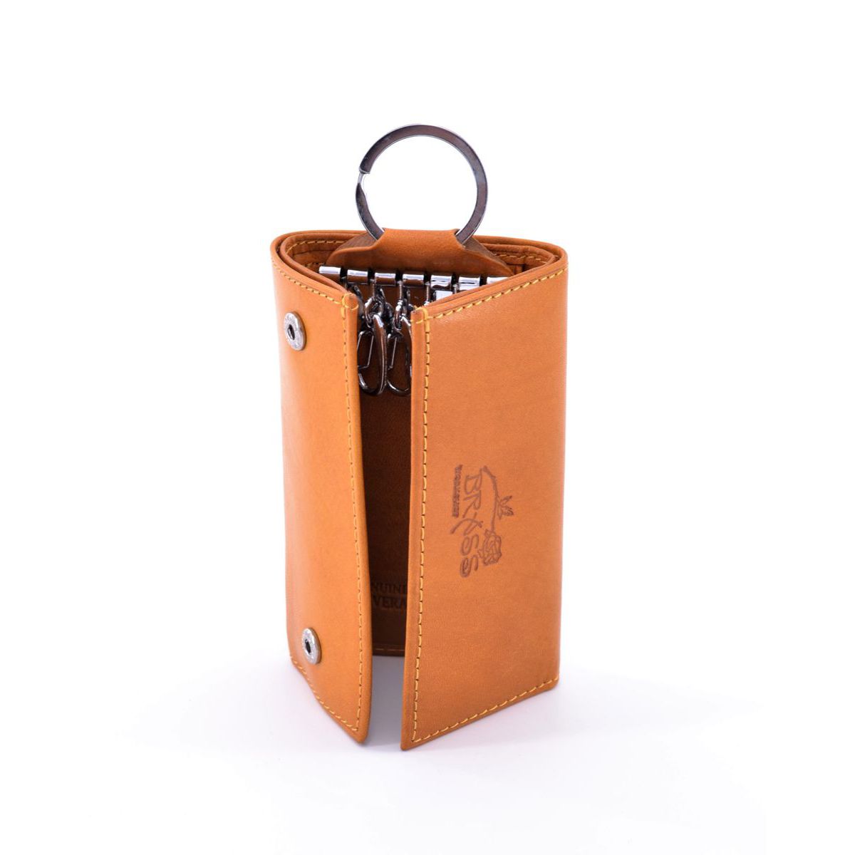 2. Portachiavi bottone con tasca Senape BRASS Workshop 7023p