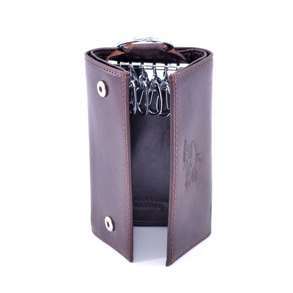 2. Portachiavi bottone con tasche Marrone BRASS Workshop 7023p