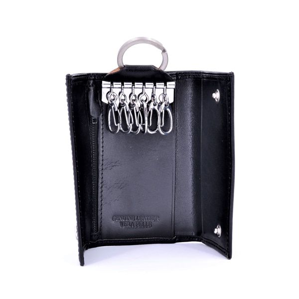 2. Portachiavi bottone con tasche Nero BRASS Workshop 7023p