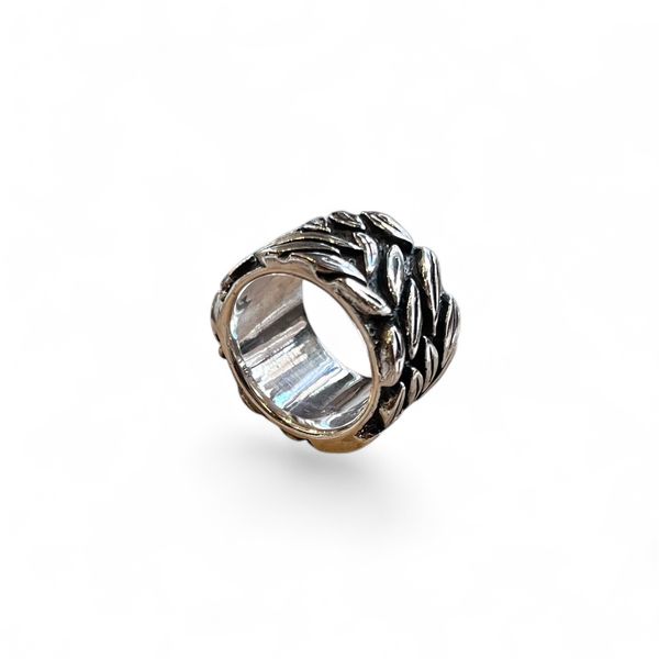 4. Anello fascia foglie grigio argento BRASS Workshop brsaa03