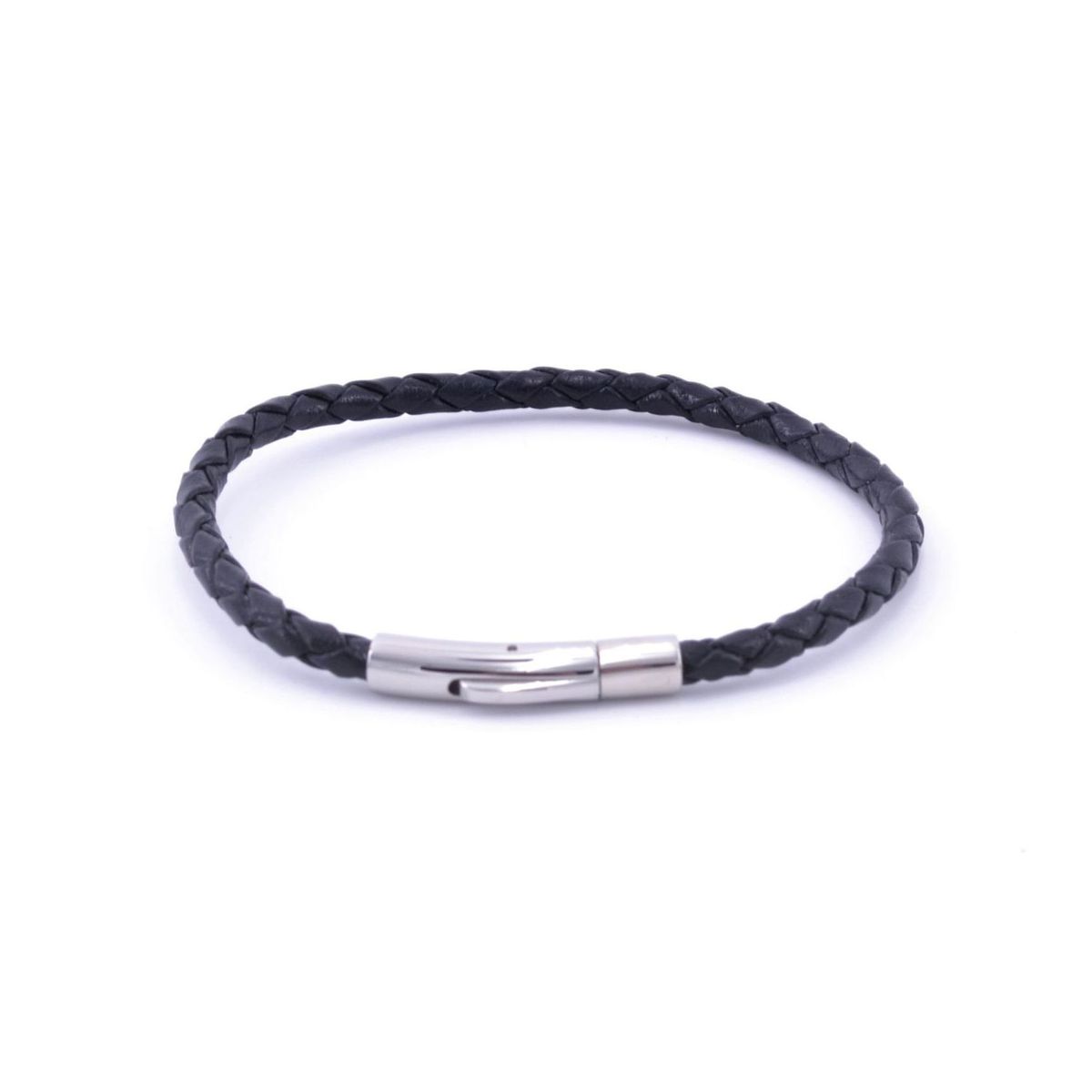 1. Bracciale pelle intrecciato 01 Nero BRASS Workshop brspu01