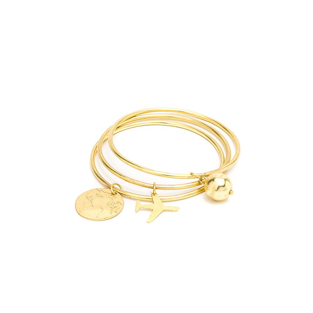 Set Gioielli Oro Donna - Anello Grosso E Bracciale Bangle Rigido - Eleganza Audace - 2
