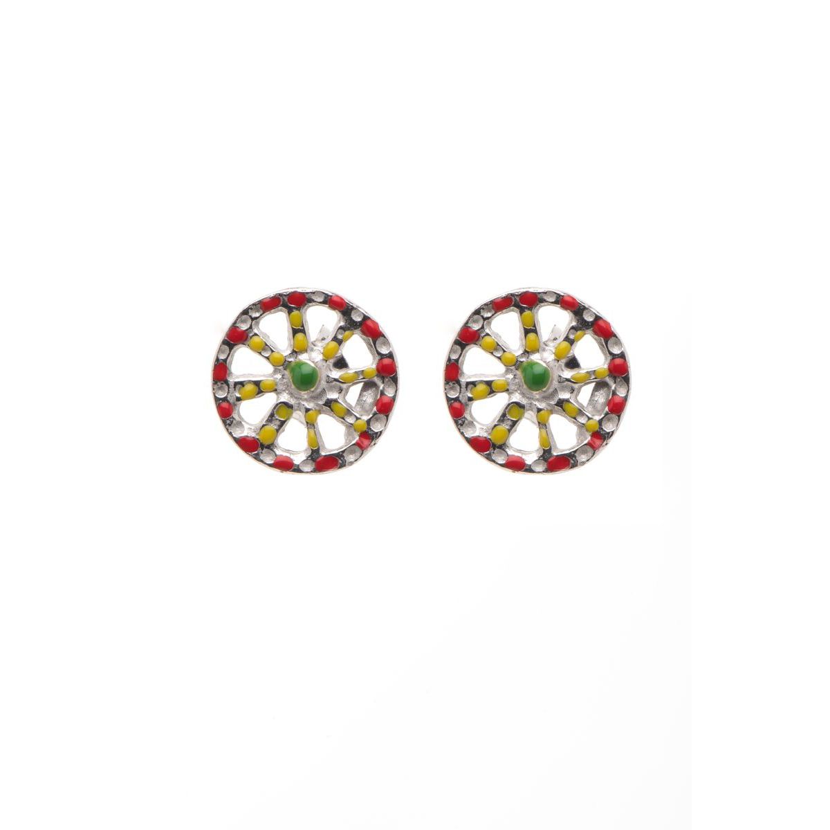 1. Sicilian cart wheel ear stud earrings Silver Grey BRASS Workshop 2853or