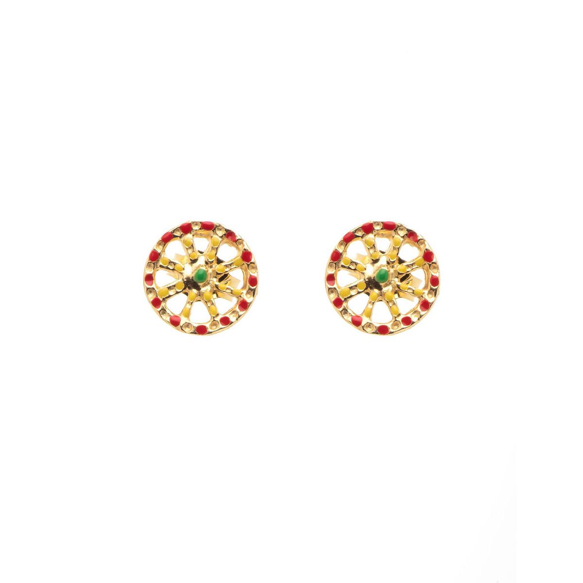 1. Sicilian cart wheel ear stud earrings Gold BRASS Workshop 2853or