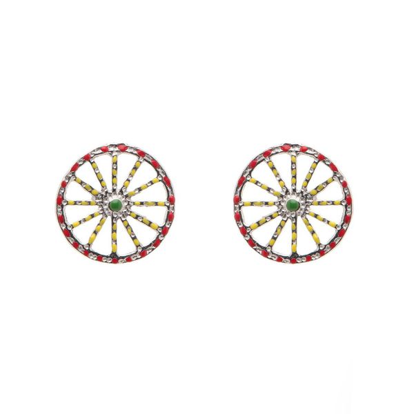 Sicilian Cart Wheel Earrings Large Silver grey BRASS Workshop