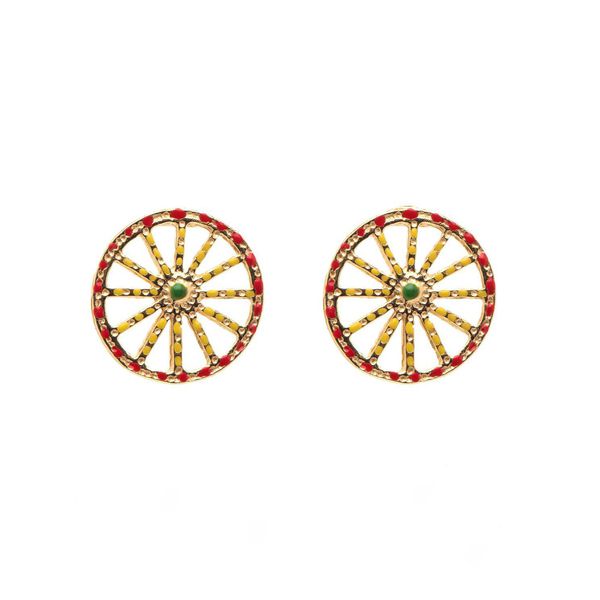 Sicilian Cart Wheel Earrings Large Gold BRASS Workshop