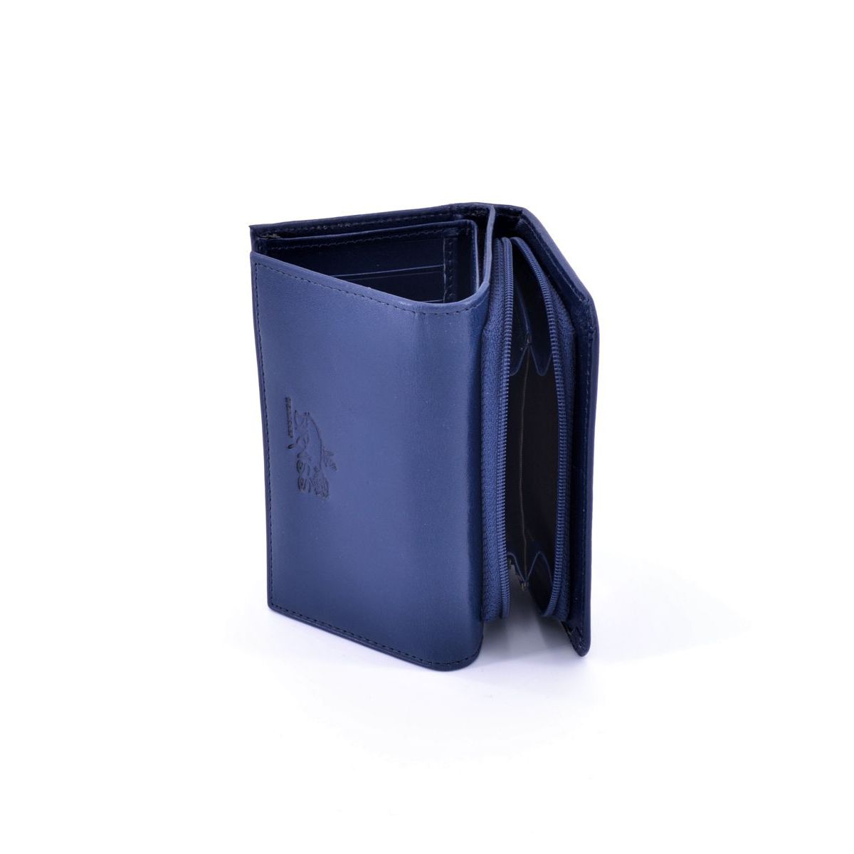 3. Portafogli pelle compact donna Blu BRASS Workshop rc05