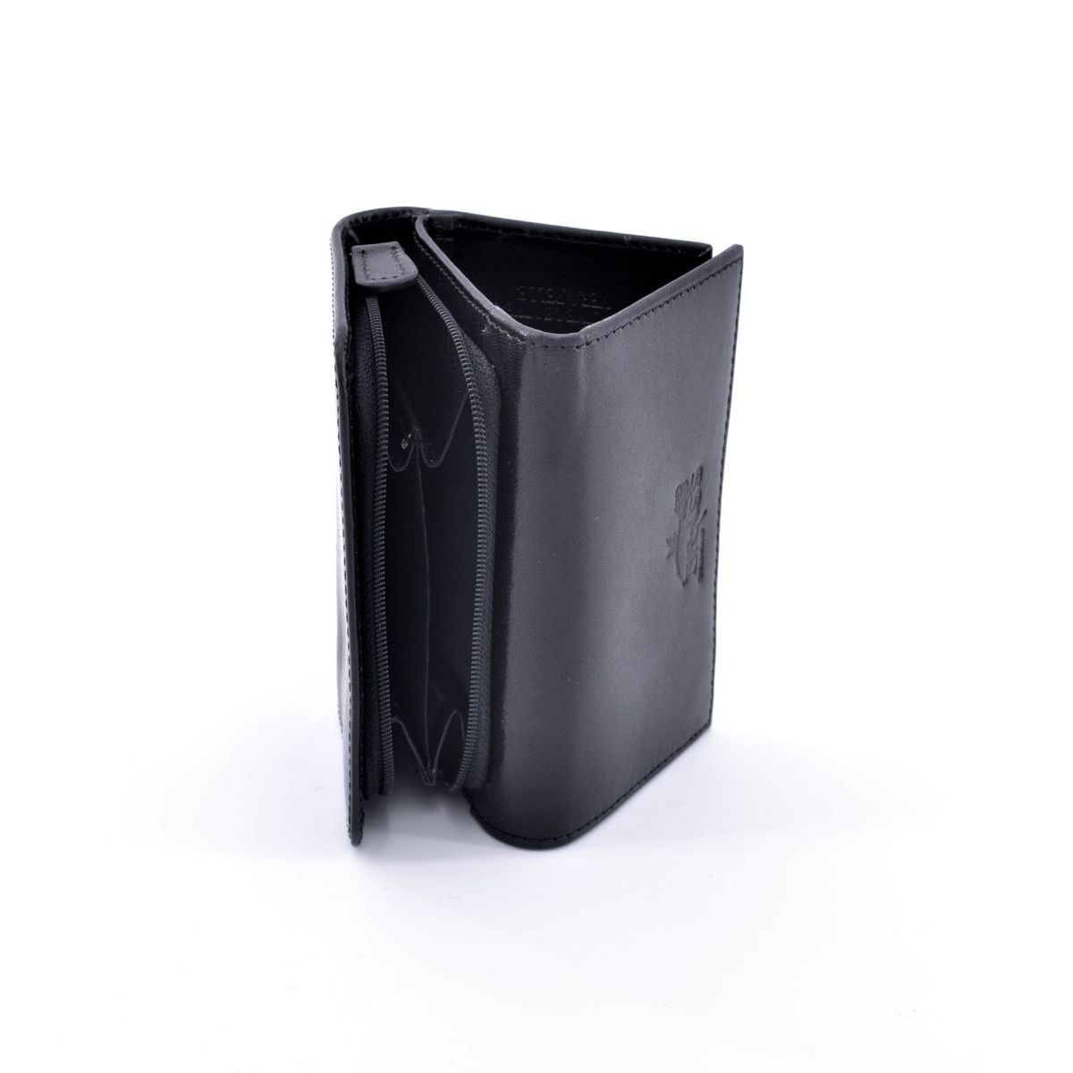 3. Portafogli pelle compact donna Nero BRASS Workshop rc05