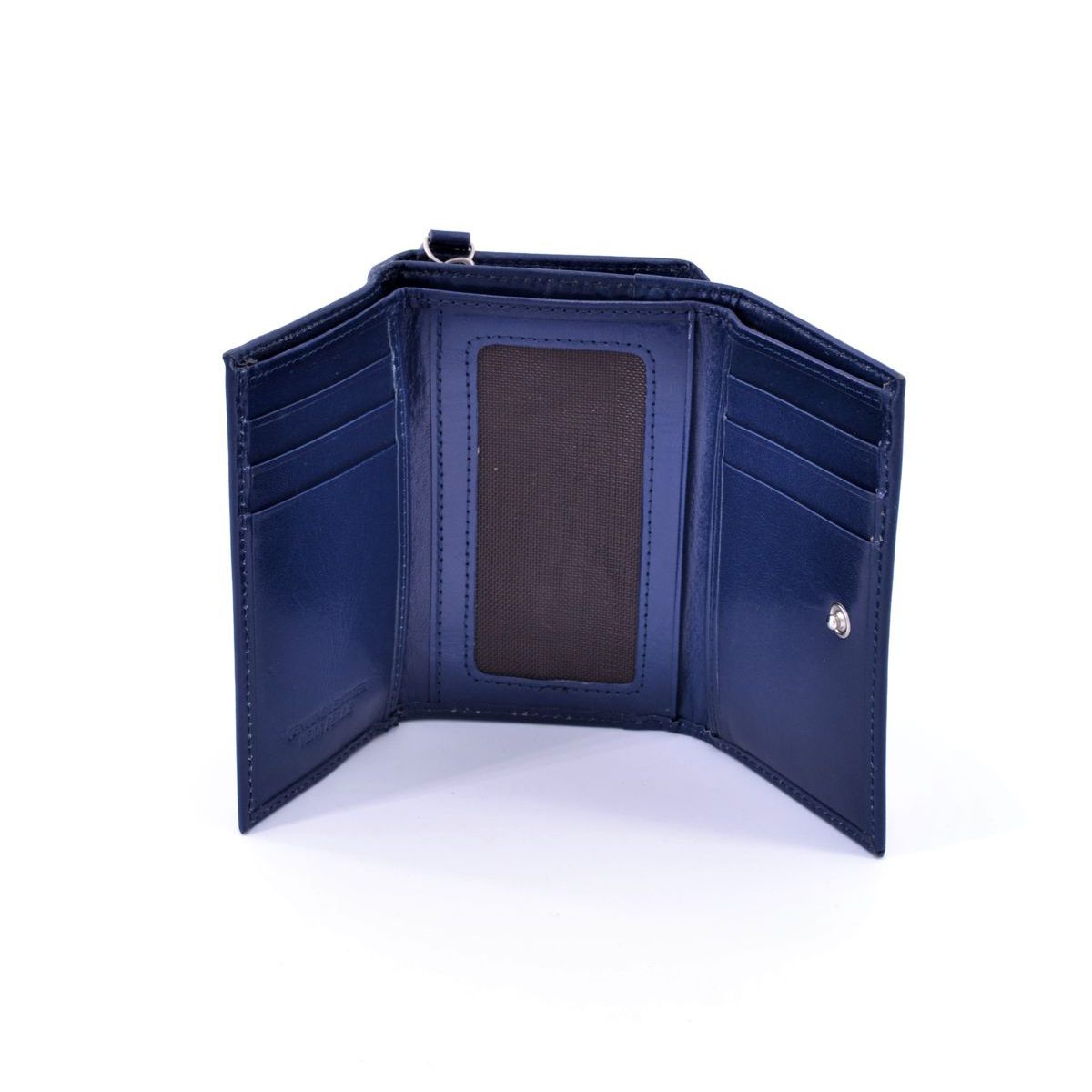 2. Portafogli pelle compact donna Blu BRASS Workshop rc05