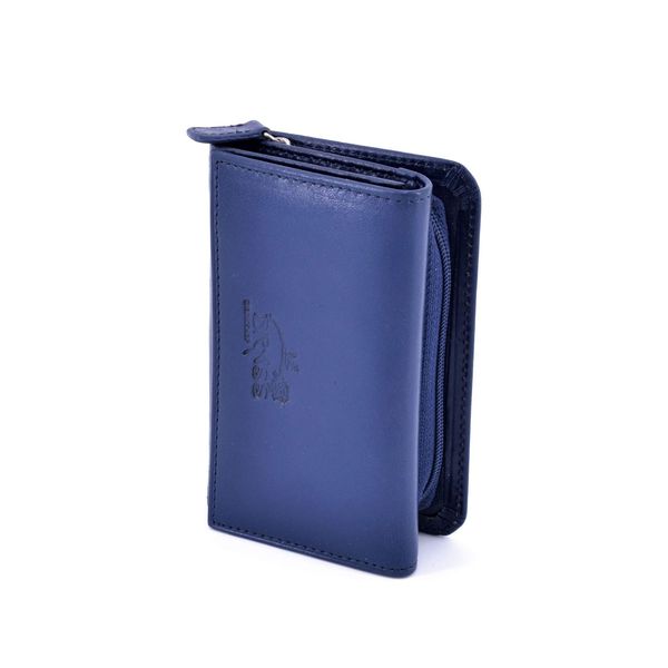1. Portafogli pelle compact donna Blu