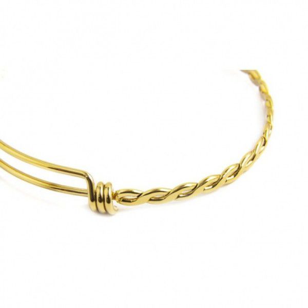 1. Bracciale rigido bangle torchon perla pendente Oro Marlù Gioielli 2br0087