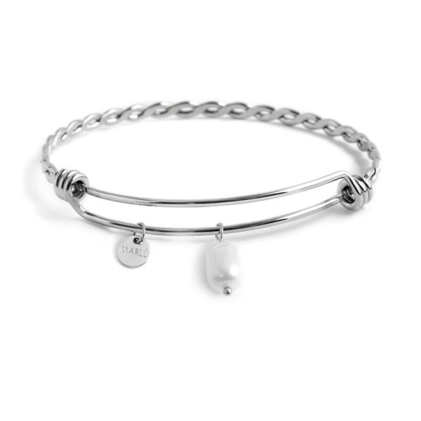 Bangle torchon, Rigid steel bracelet Steel grey Marlù Gioielli