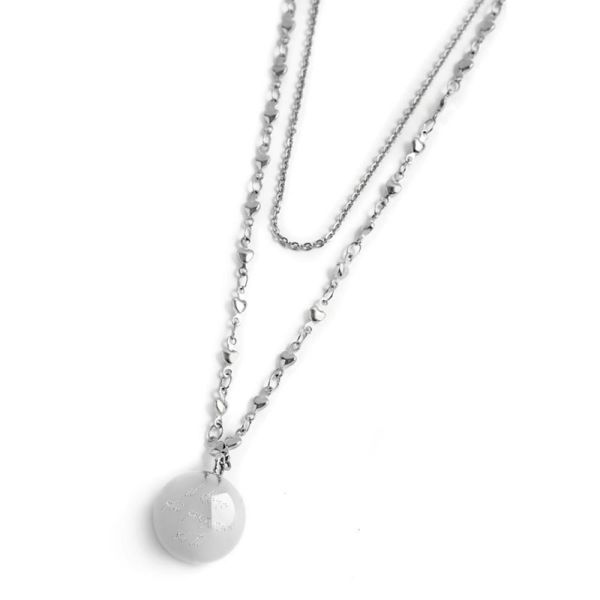 1. Collana chiama angeli doppia catena grigio acciaio