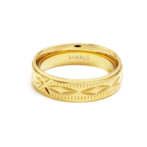 Engraved knot texture steel ring Gold Marlù Gioielli