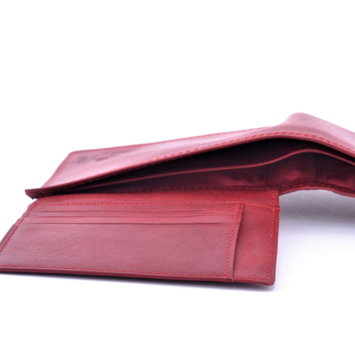 3. Men's leather wallets Red BRASS Workshop op-8009