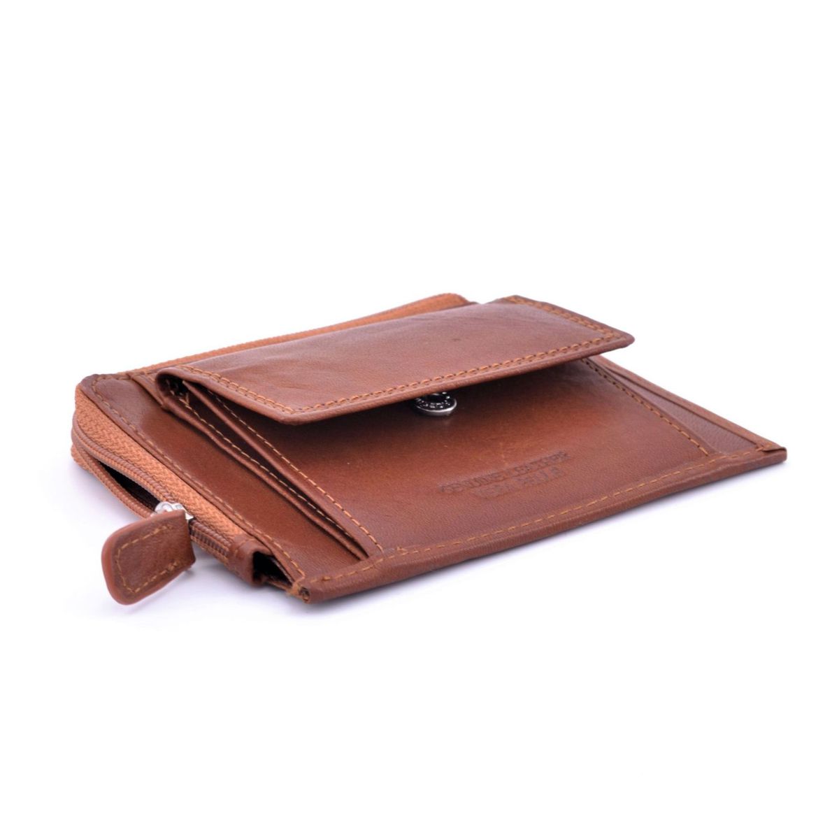 2. Men's leather card holder with zip Brown BRASS Workshop op-8456