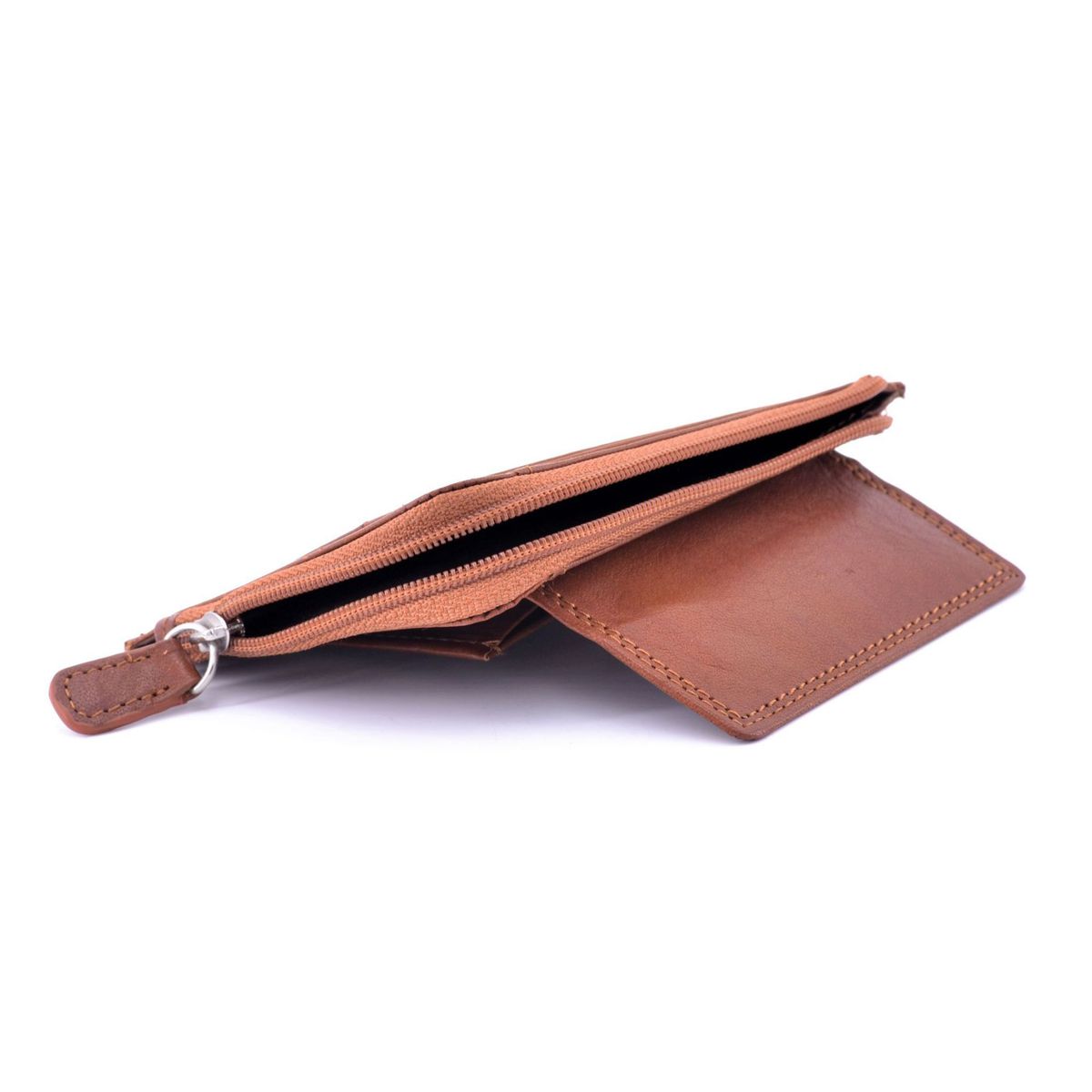 3. Men's leather card holder with zip Brown BRASS Workshop op-8456