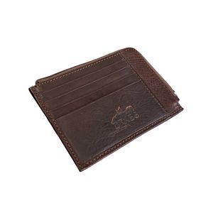 3. Men's leather card holder with zip Dark brown