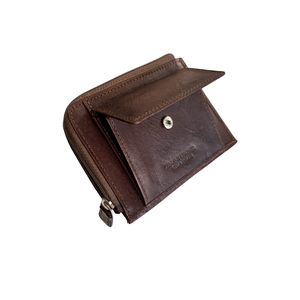 2. Men's leather card holder with zip Dark brown