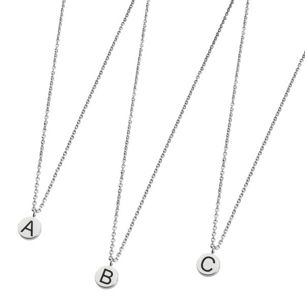 Letter, Enamel necklace Steel grey Marlù Gioielli