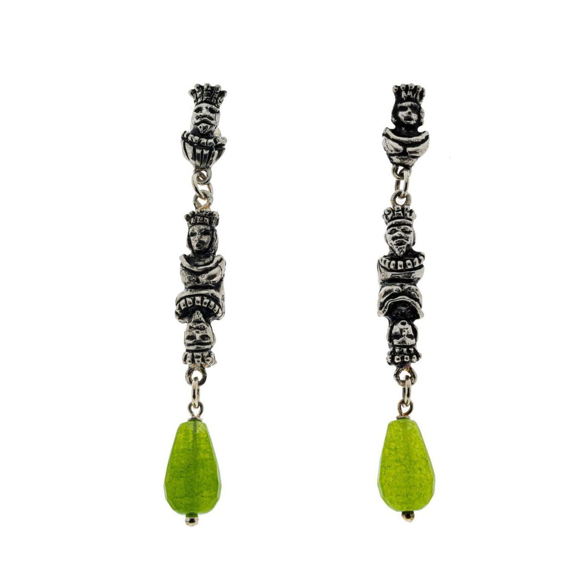 1. Tarot silver earrings with green agate stones. Verde GIULIANAdiFRANCO gioielli j-e197