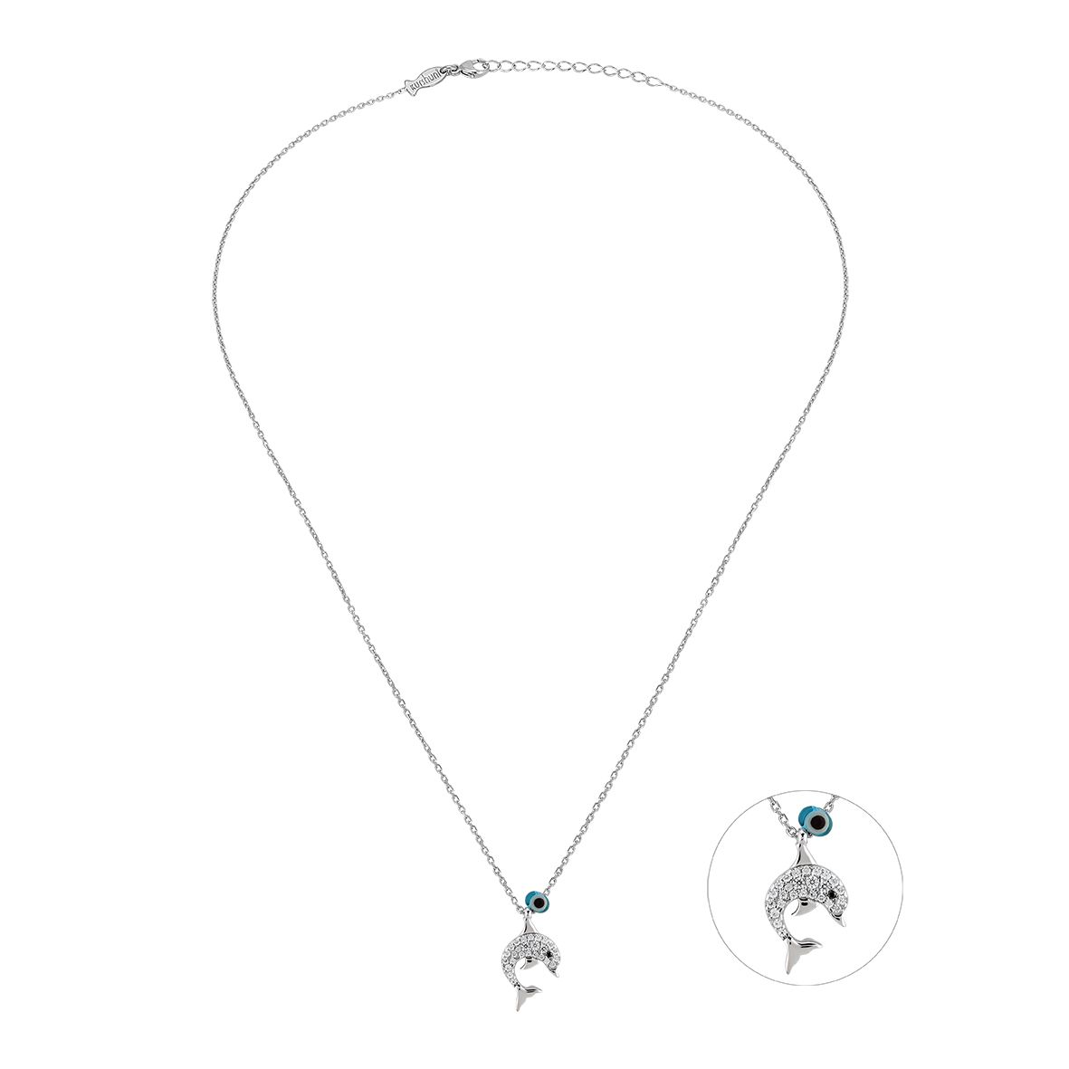 1. Dolphin necklace silver gray Kurshuni Gioielli kr803-200sp