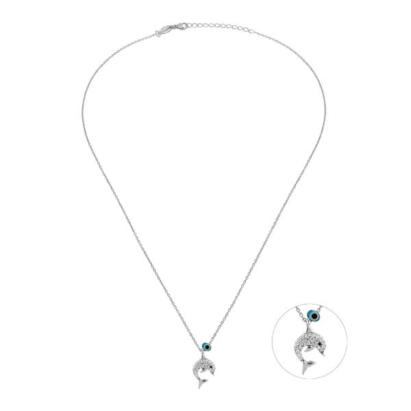 1. Dolphin necklace silver gray