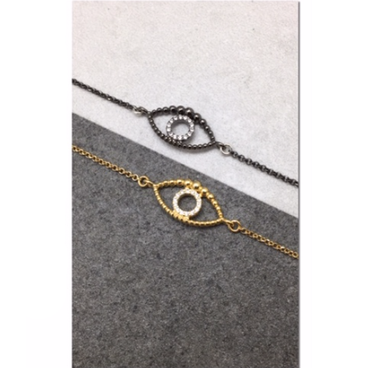 Bracciale argento con occhio e zirconi Brunito BRASS Workshop