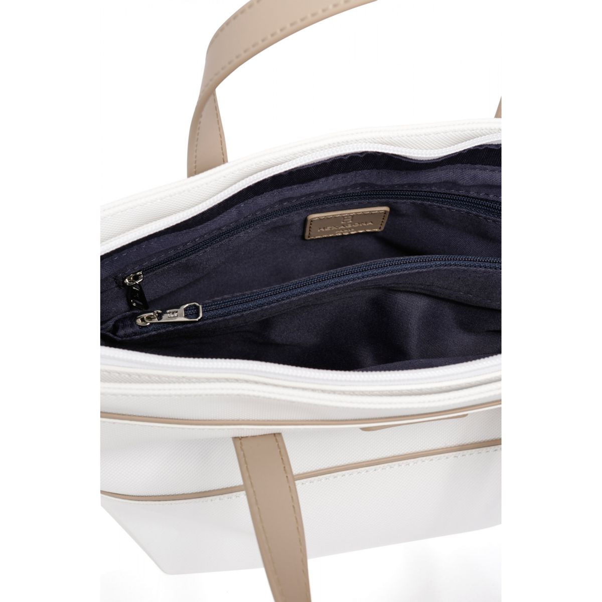 Borsa Donna NAJ-OLEARI In Tessuto - 25x35x16 Cm, Manici E Tracolla Regolabile, Multitasche, Sabbia Con Finiture Dorate