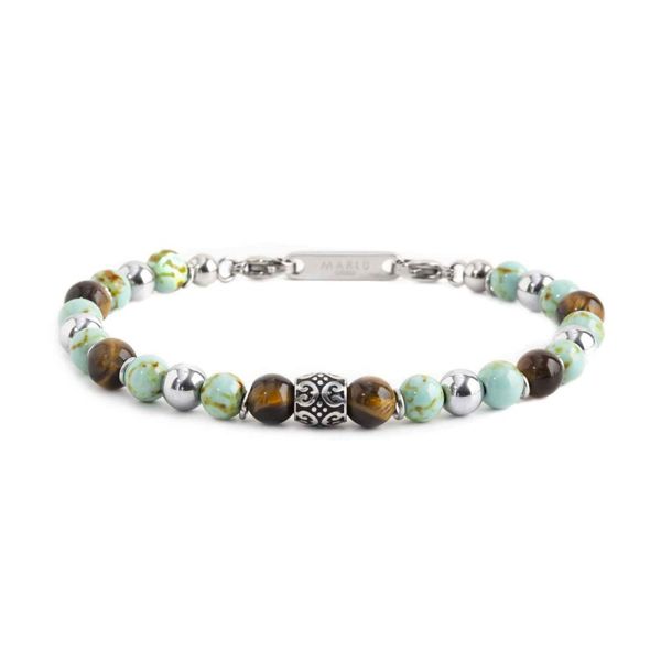Steel bracelet with stone spheres Green water Marlù Gioielli
