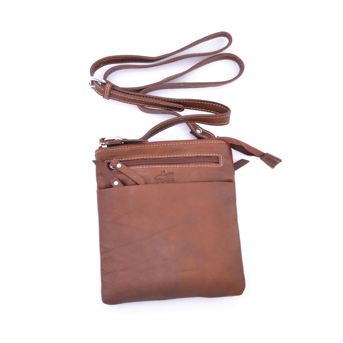 1. Multi-pocket leather shoulder strap with adjustable strap Mahogany BRASS Workshop trp739