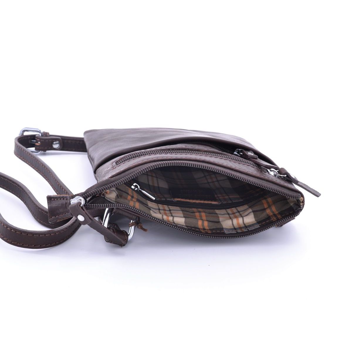 4. Multi-pocket leather shoulder strap with adjustable strap Coffee BRASS Workshop trp739