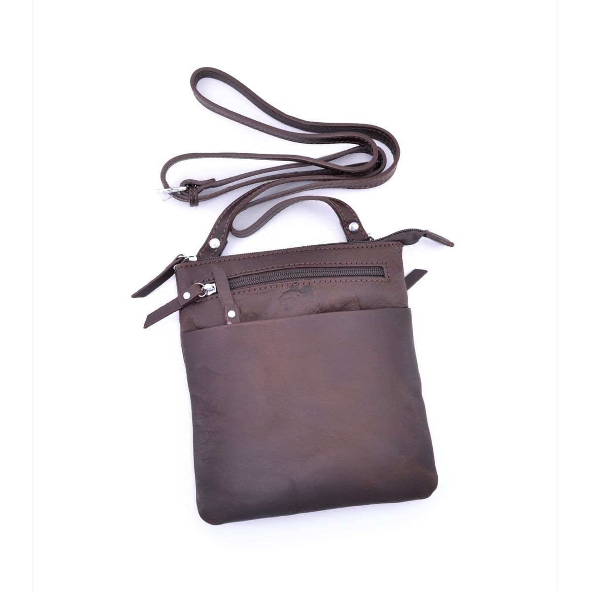 1. Multi-pocket leather shoulder strap with adjustable strap Coffee BRASS Workshop trp739