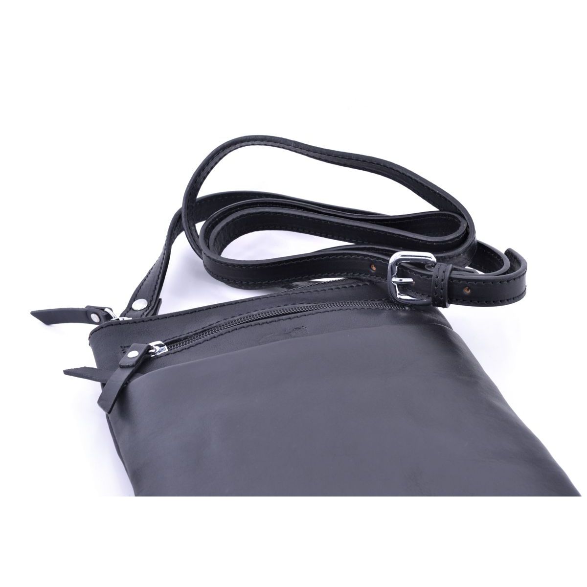 2. Multi-pocket leather shoulder strap with adjustable strap Black BRASS Workshop trp739