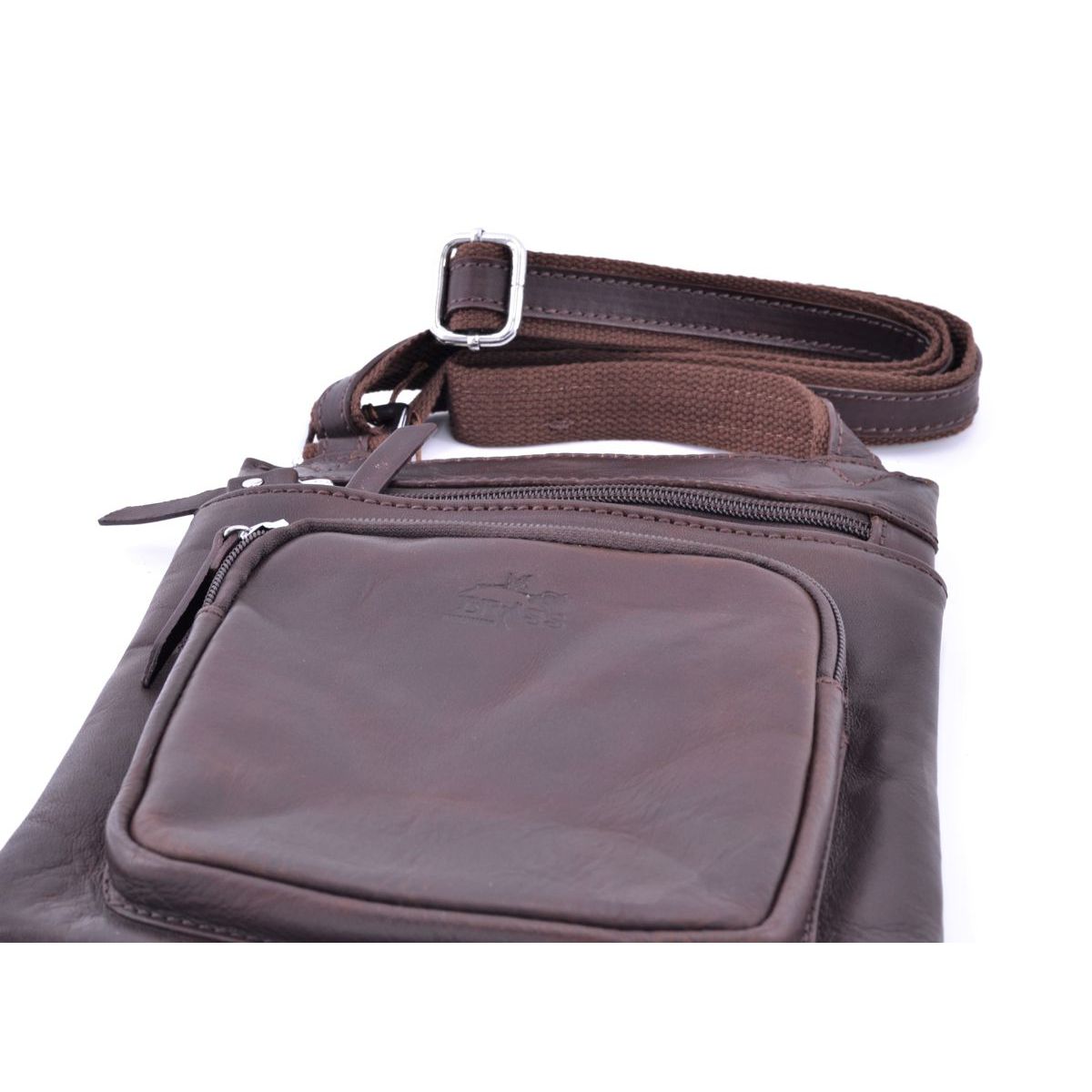 2. Leather shoulder strap with external pocket Coffee BRASS Workshop trp2183
