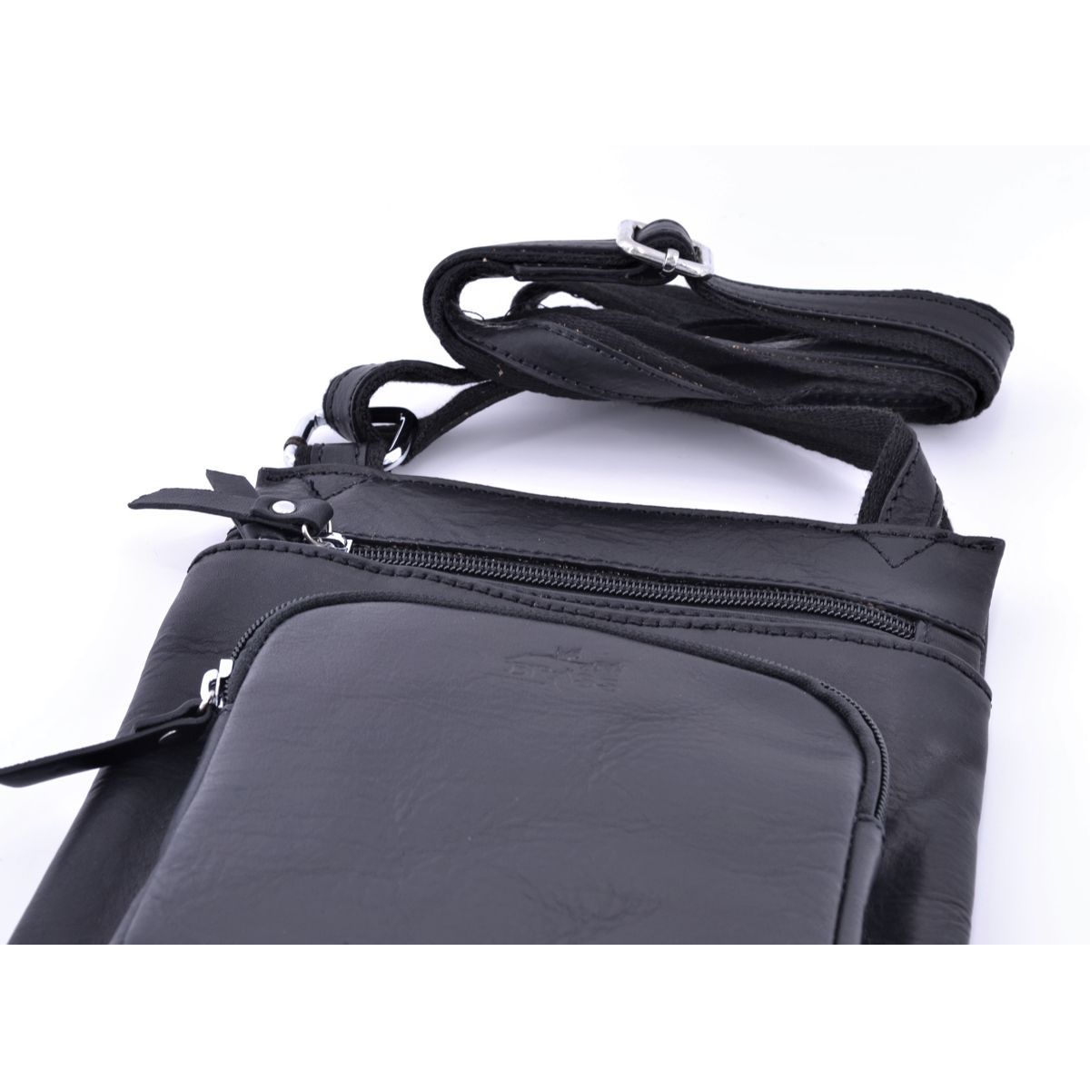 1. Leather shoulder strap with external pocket Black BRASS Workshop trp2183