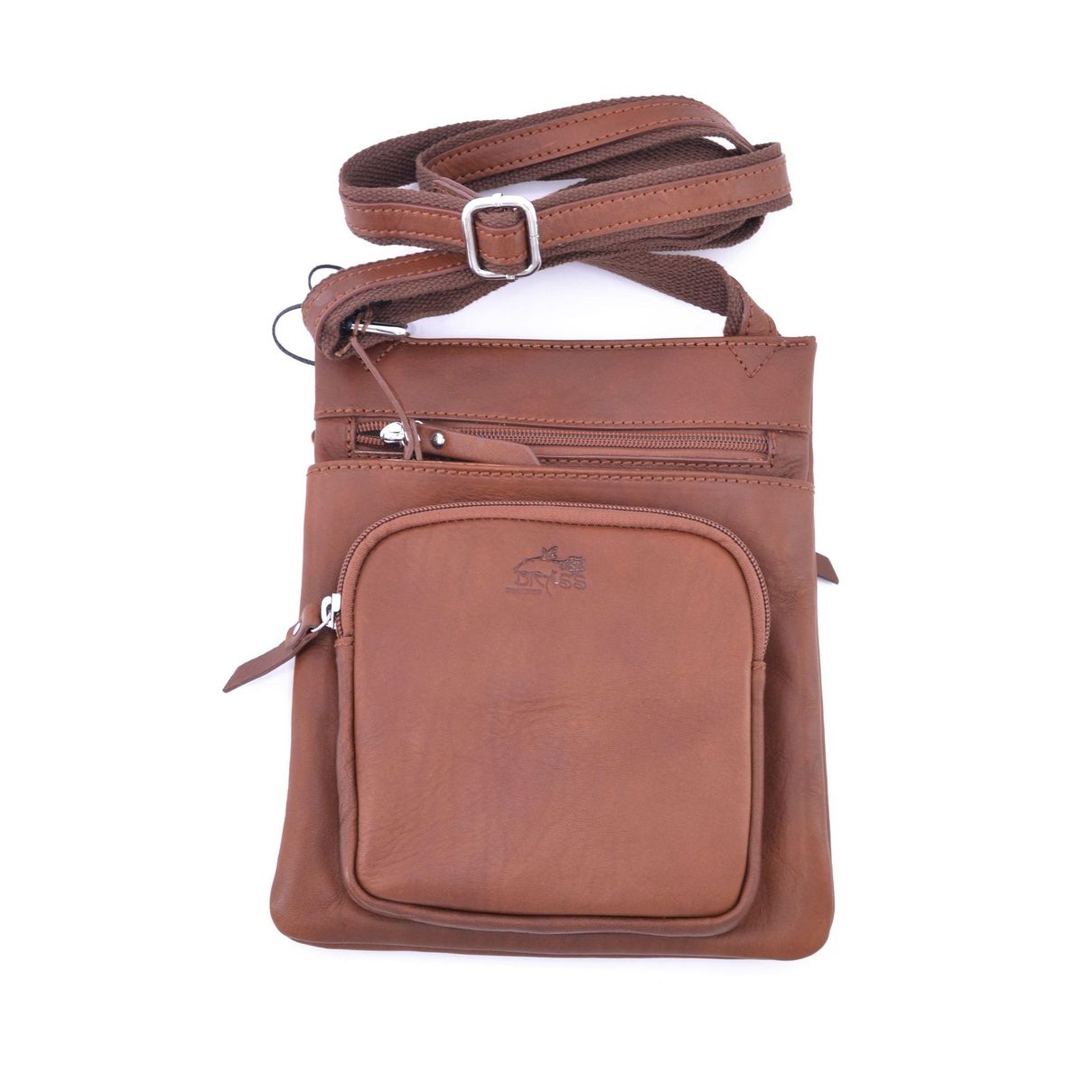2. Leather shoulder strap with external pocket Mahogany BRASS Workshop trp2183