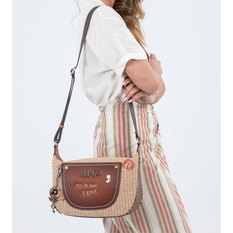 Sac à Main RAFFAELLA D'ANGELO En Rafia Synthétique Marron - Neuf Avec étiquettes