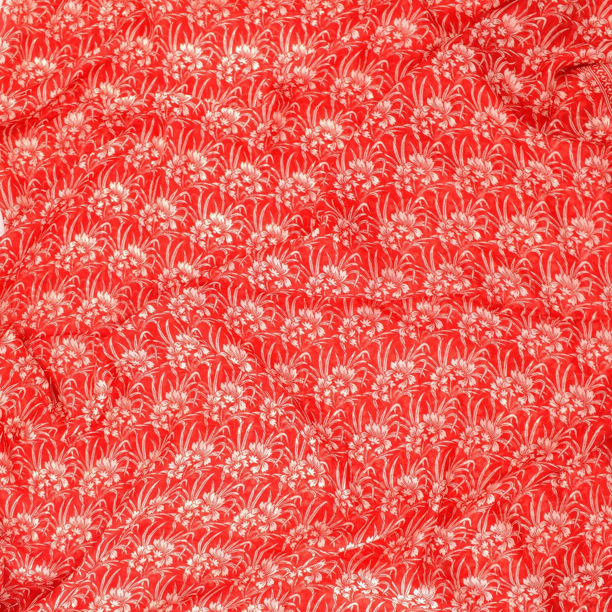 2. Foulard 100% seta rosso con fiori rosso BRASS Workshop fouset11