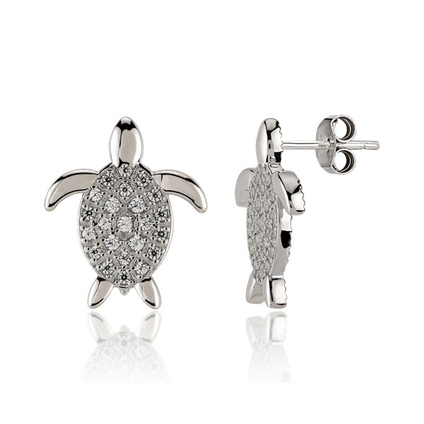 Sea turtle earrings silver grey Kurshuni Gioielli