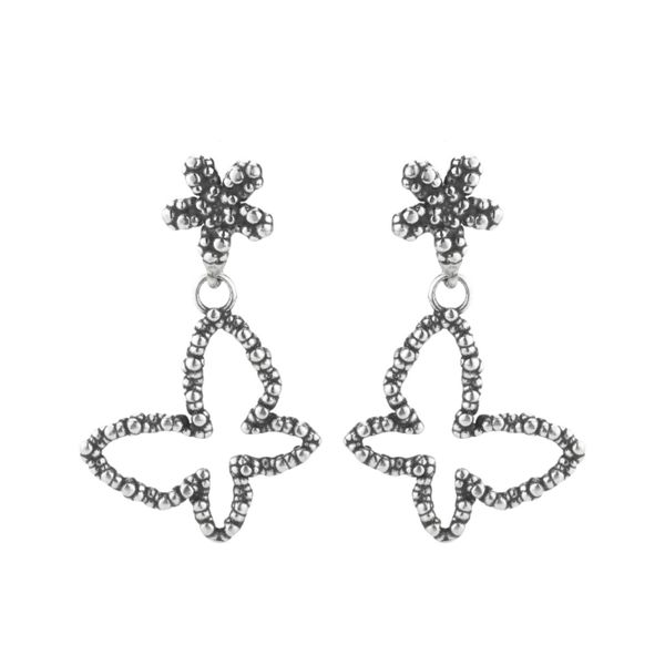 Butterfly,  pendant silver earrings burnished Suali Gioielli