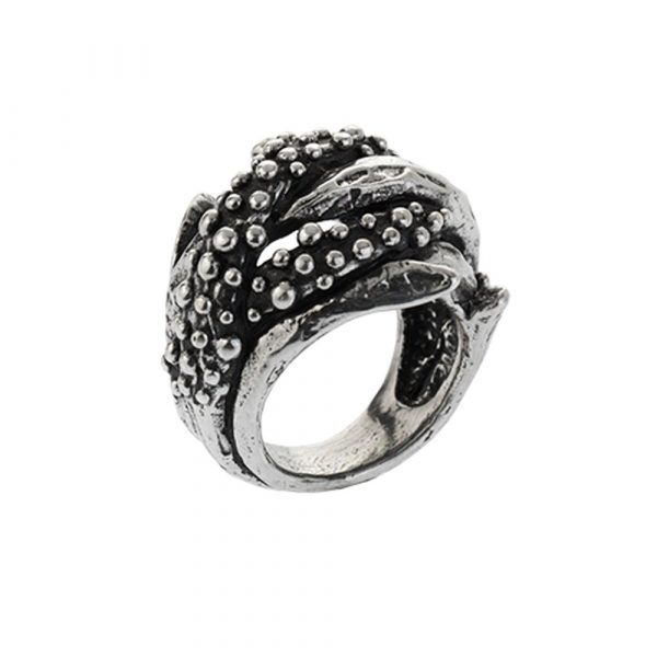 Aquarius silver ring burnished Suali Gioielli